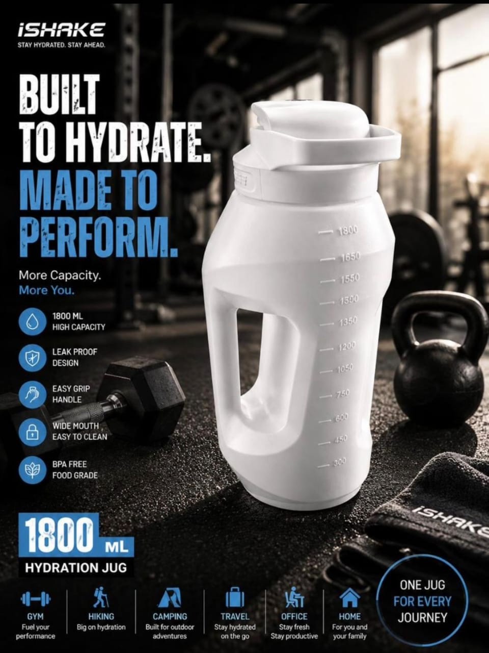 Sports Gallon Hydration Jug 1800ml